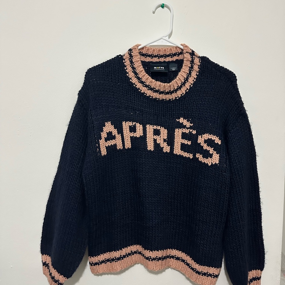Maeve by Anthropologie Oversized Navy Blue and Peach Knit Sweater Size XS